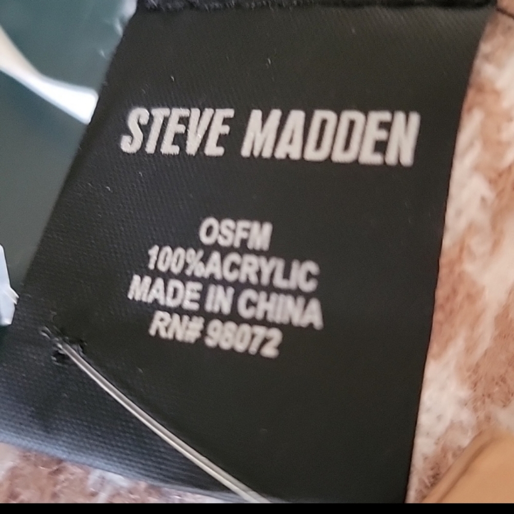 🆕 Steve Madden | Reversible Black & Tan Houndstooth & Plaid Topper Wrap OSFM - Picture 9 of 10